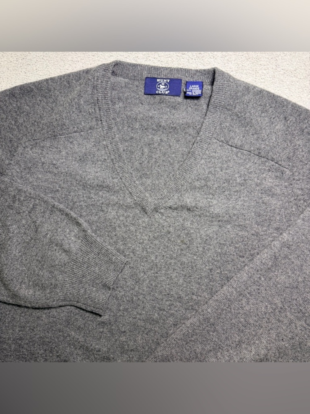 Vintage Hunt Club Collection Cashmere Sweater Men’s Large Gray V Neck Pullover